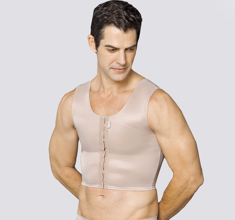 Insta Slim - Made in USA - Men's Slimming Compression Body Shaper V-Neck  Shirt for Back Support, Gynecomastia & Hernias